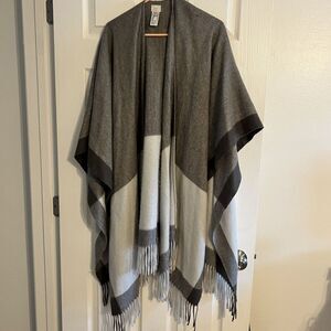 A New Day Fringe Gray Poncho-Size OS